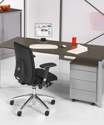 SIMAD 4P Bureau Frame Aluminium Blad Logan Eiken; Kantoortafel SIMAD-4P